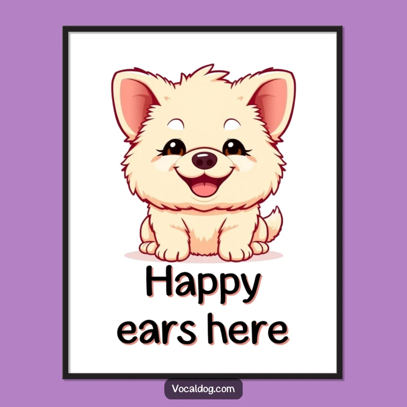 Funny Big Ears Dog Poster: Joyful Grin - Whimsical Wall Art Gift