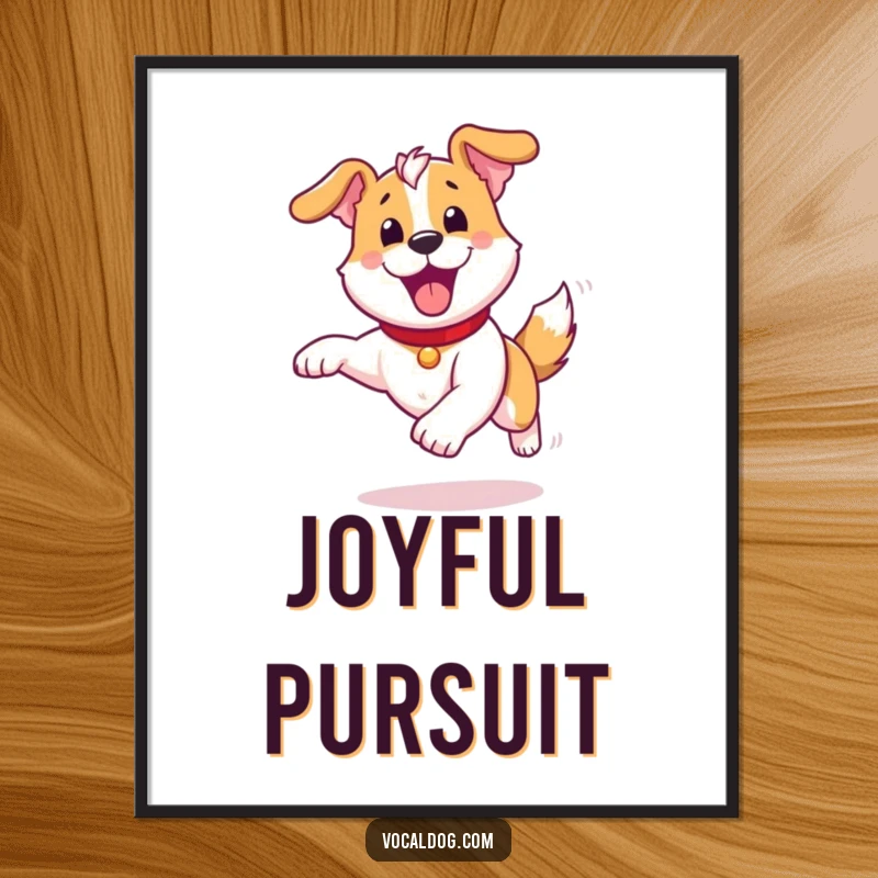 Funny Poster: High-quality print of a dog running with an expression of pure, unadulterated joy, capturing boundless freedom and happiness.