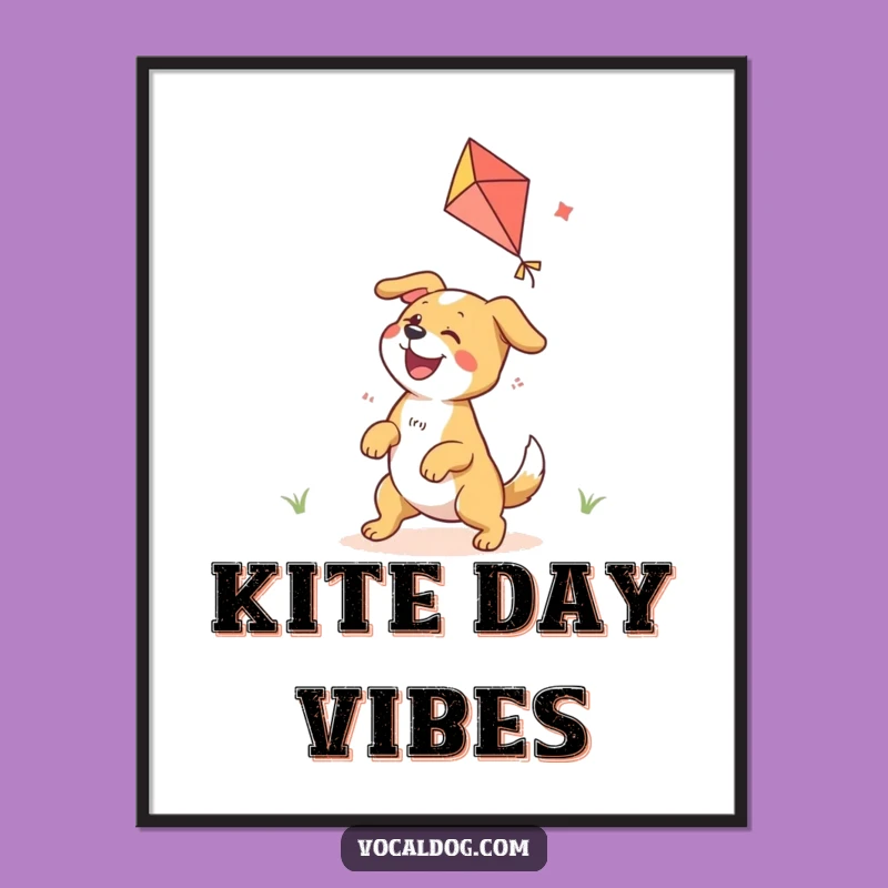 Funny Dog Kite Poster: Bring the Outdoors In, Whimsical Wall Art Gift