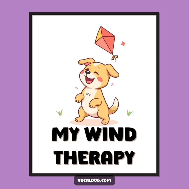 Funny Ecstatic Dog Kite Flying Poster: Bring Hilarious Joy to Your Walls!