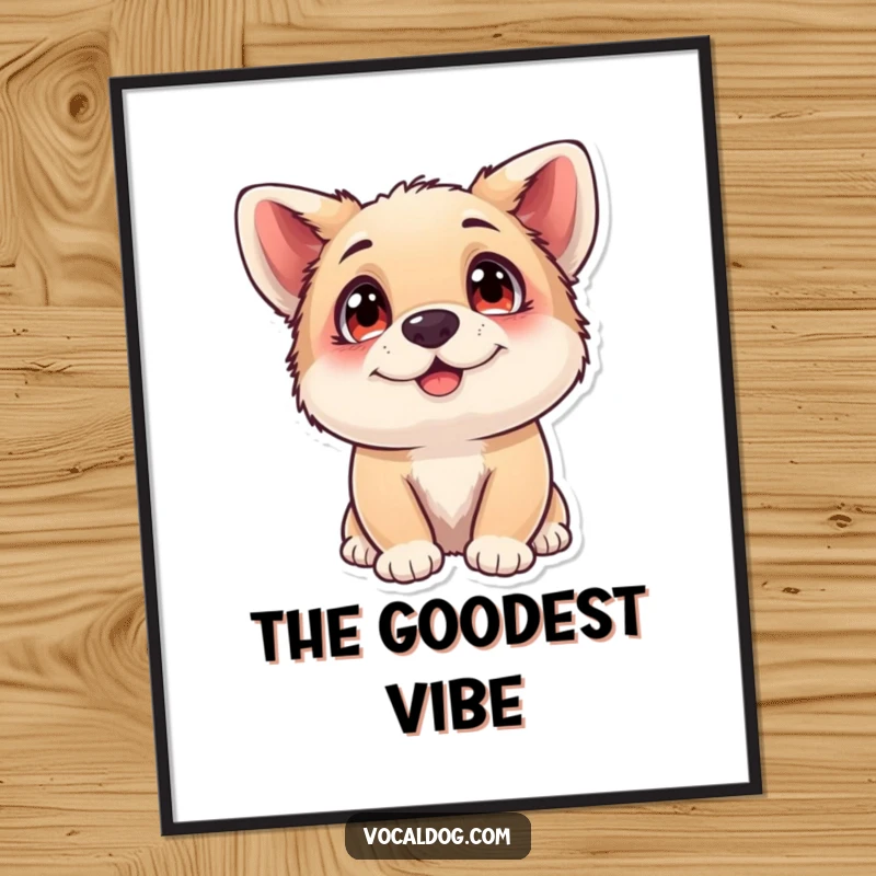 Funny Poster of a dog with sweet, adoring eyes, radiating an overwhelming sense of happiness and pure, unadulterated joy.