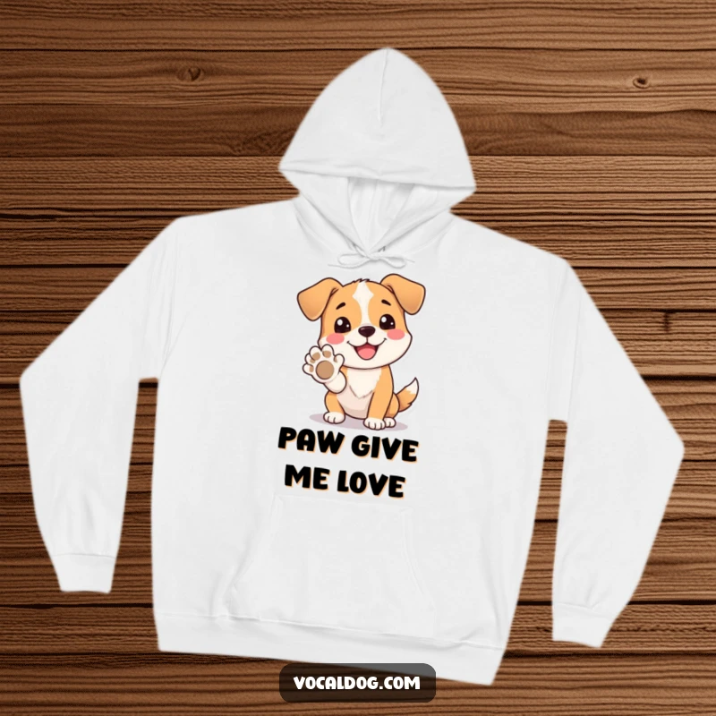 Funny Hoodie illustrating a dog with a bright, happy face offering its paw, symbolizing trust and connection.