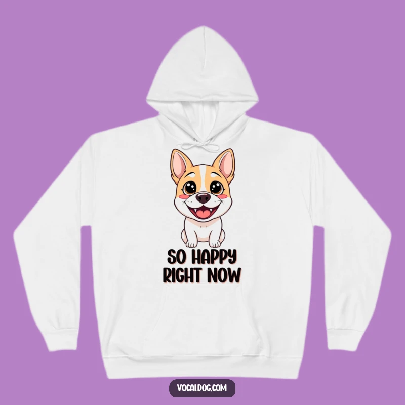 Cozy Funny Grinning Dog Hoodie: Sparkling Eyes, Warm Happiness Gift