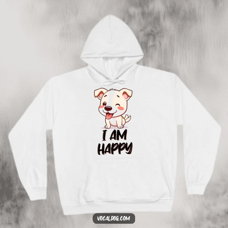 Funny Hoodie illustrating a dog performing a full-body happy wiggle, conveying immense excitement and contentment.
