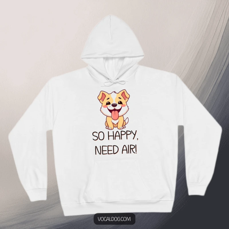 Funny dog hoodie with a happy dog's beaming smile and tongue out, offering warmth and pure delight.