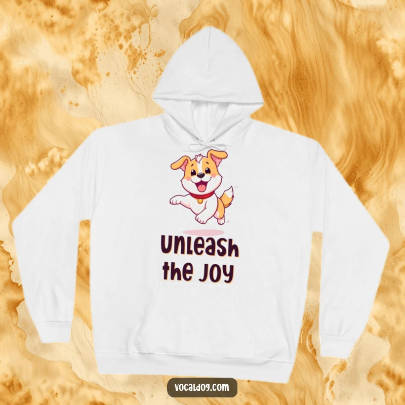 Funny Hoodie: A cozy hoodie depicting a dog running with an expression of pure, unadulterated joy, embodying absolute happiness.
