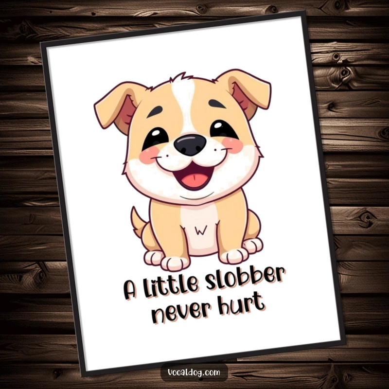 Free Printable wall art: a dog with an endearing smile puckering up for a big, affectionate, slobbery kiss.