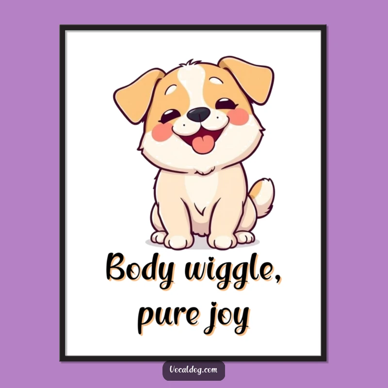 Funny Free Printable Wall Art: Wiggling Dog Happiness, Hilarious Downloadable Decor