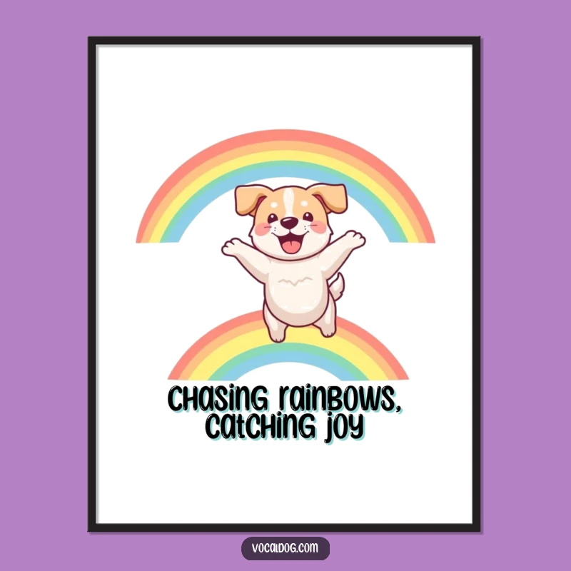 Free Printable Wall Art: Dog Rainbow Leap Hilarious Downloadable Decor