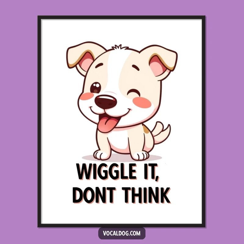 Free Printable Wall Art: Happy Dog Wiggle, Humorous Downloadable Decor