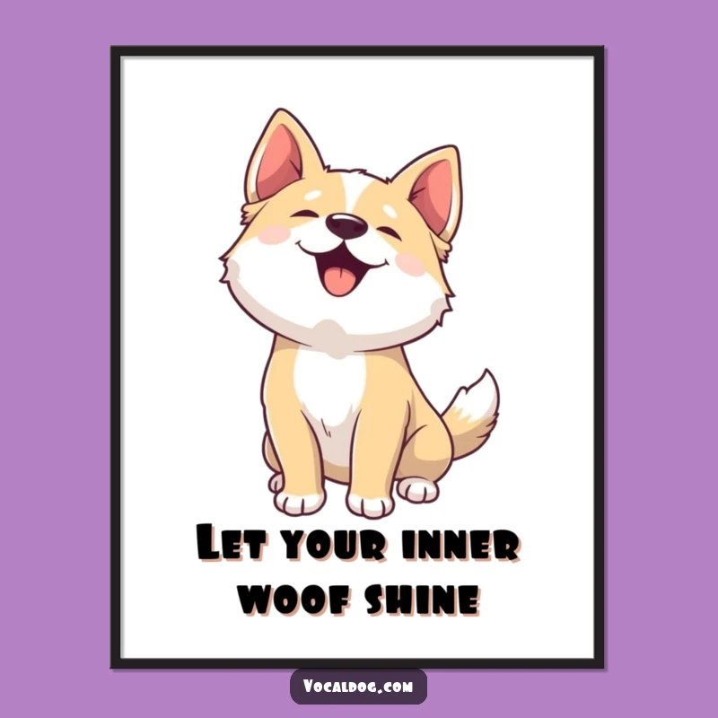Free Printable Wall Art: Joyful Woofing Dog Decor for a Funny Downloadable Gift