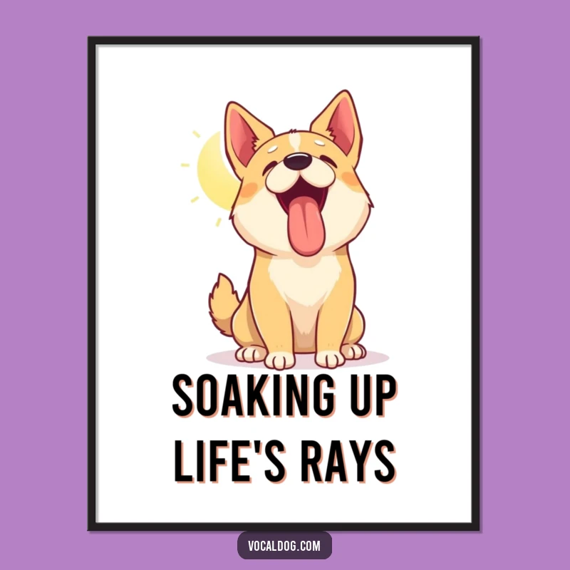 Free Printable Wall Art: Sunny Panting Dog for a Cheerful Home