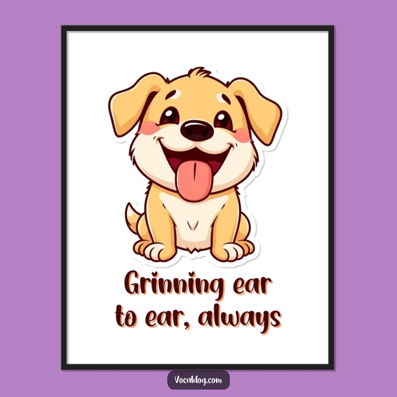 Free Printable Wall Art: Tongue-Out Dog Grin, Funny Downloadable Decor!
