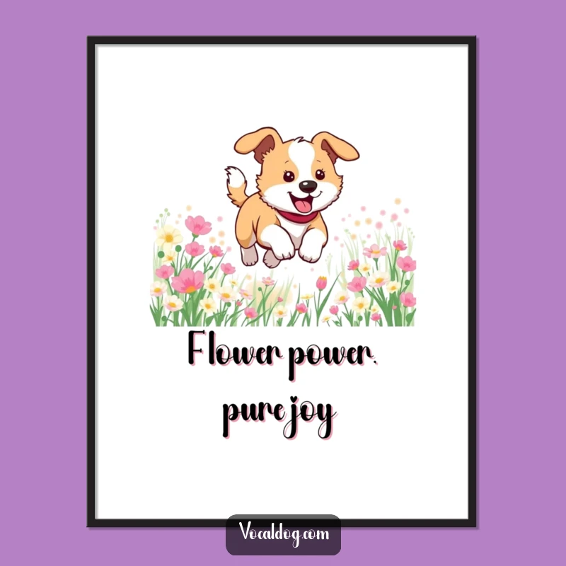 Funny Free Printable Wall Art: Dog in Flowers Downloadable Art Gift