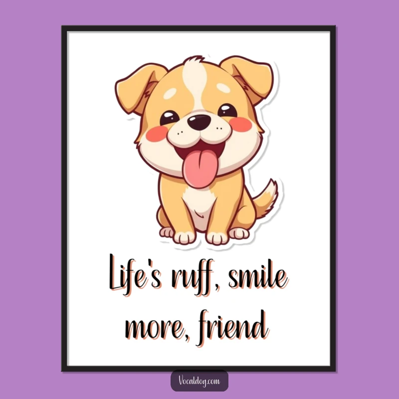 Funny Free Printable Wall Art: Happy Panting Dog, Quirky Downloadable Decor for Your Room