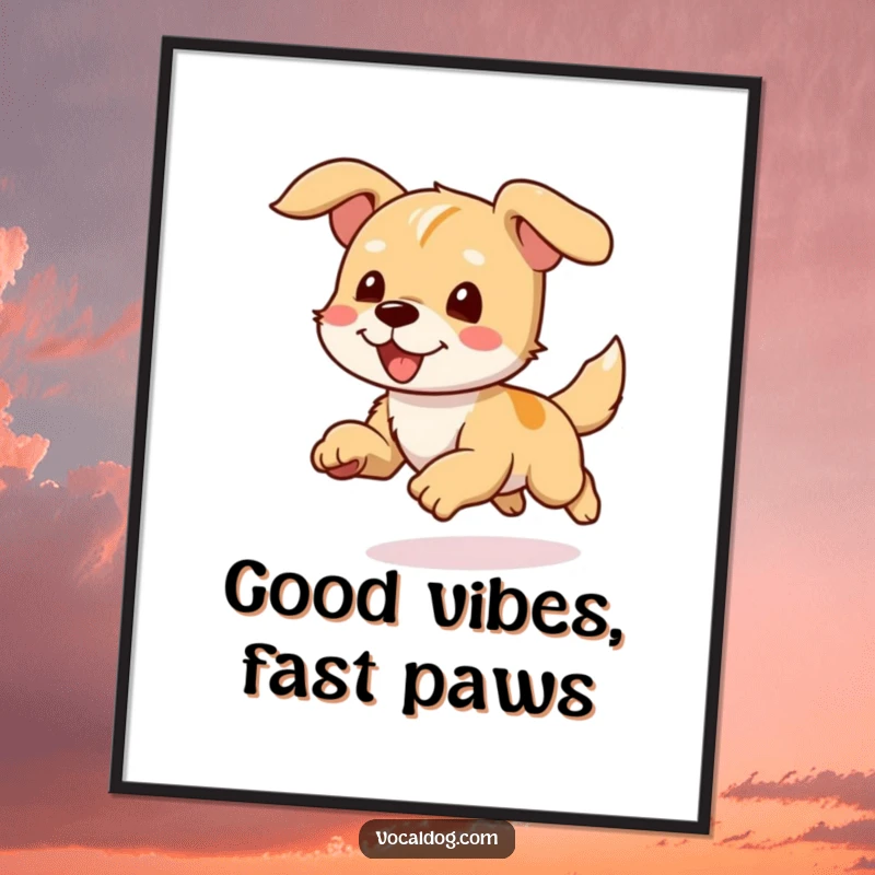 Funny Free Printable Wall Art: Dog running with ears flapping joyfully in the wind, capturing motion and happiness.