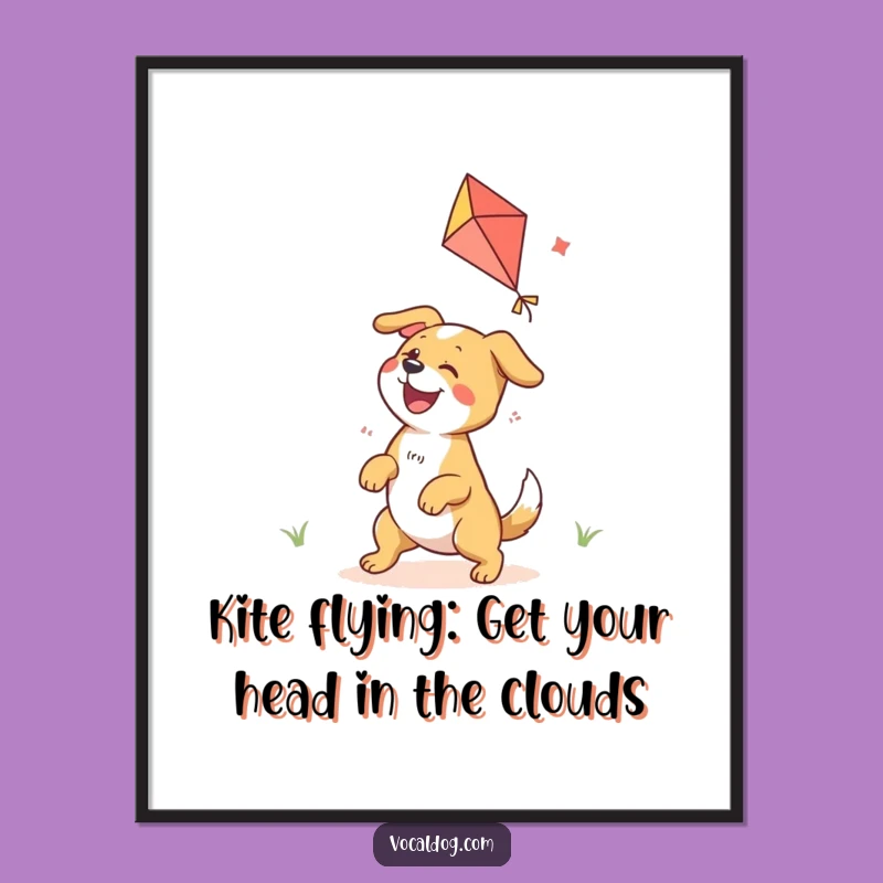 Free Printable Wall Art: Ecstatic Dog Kite - Humorous Downloadable Decor!