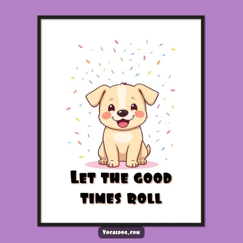 Free Printable Wall Art: Joyful Confetti Dog, Funny Downloadable Decor for Pet Lovers