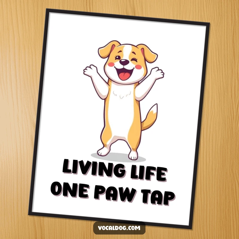 Funny Free Printable Wall Art: A dog enthusiastically dancing on its hind legs, perfect for downloadable, playful room decor.