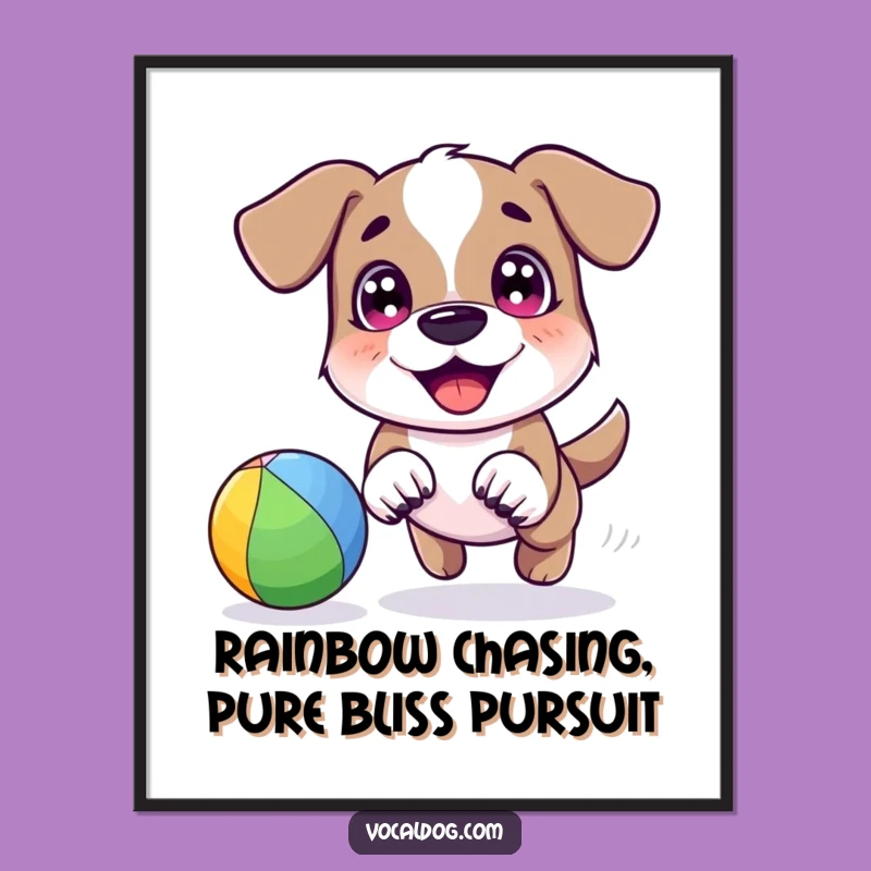 Free Printable Wall Art: Dog Chasing Rainbow for a Playful Atmosphere