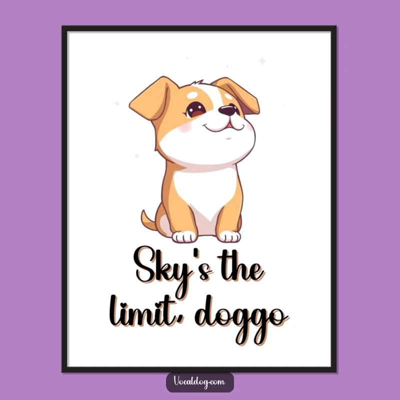 Free Printable Dog Wall Art: Blissful Sky Gazer Downloadable Decor for Calm Vibes