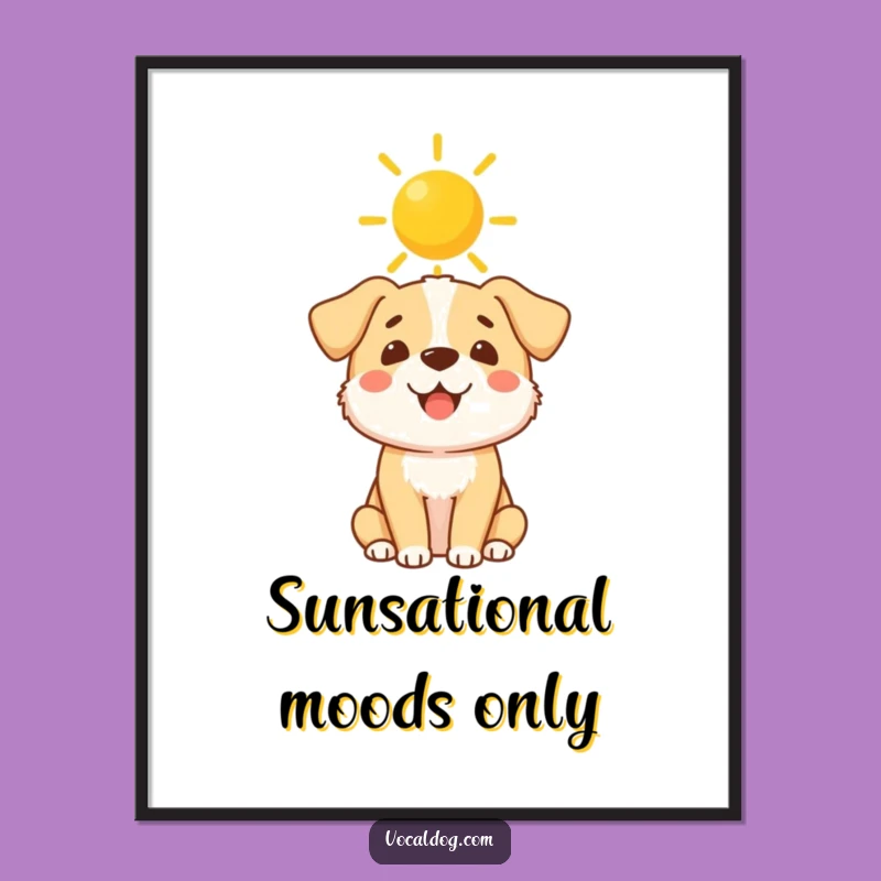 Free Printable Wall Art: Happy Dog Halo, Funny Dog Art, Downloadable Home Decor Gift