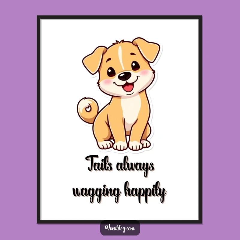 Funny Free Printable Wall Art: Spiraled Tail Dog, Playful Decor Download