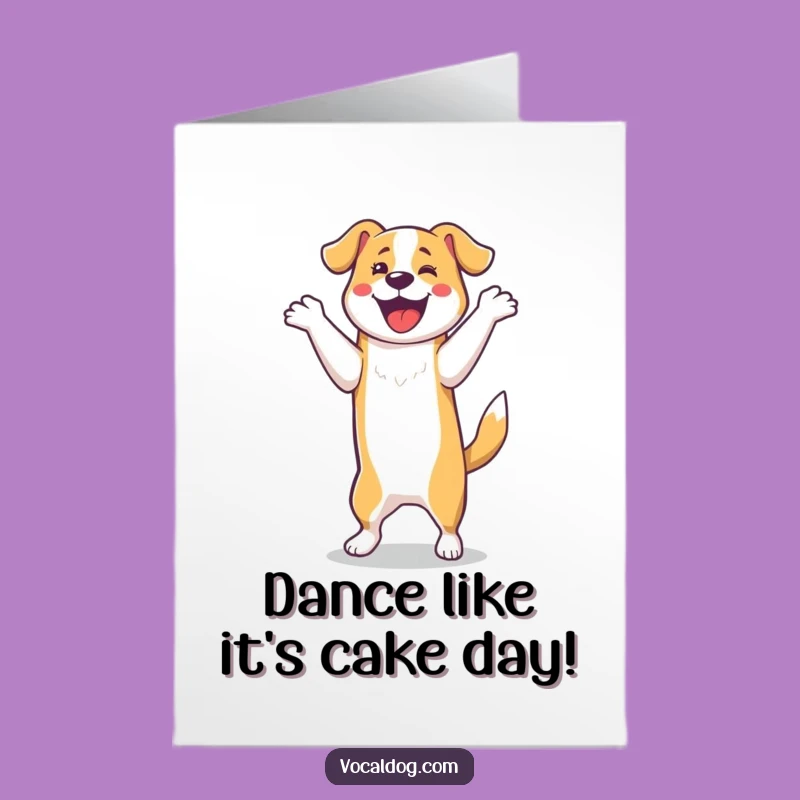 Free Printable Birthday Card: Funny Dancing Dog, Downloadable & Print at Home Celebration