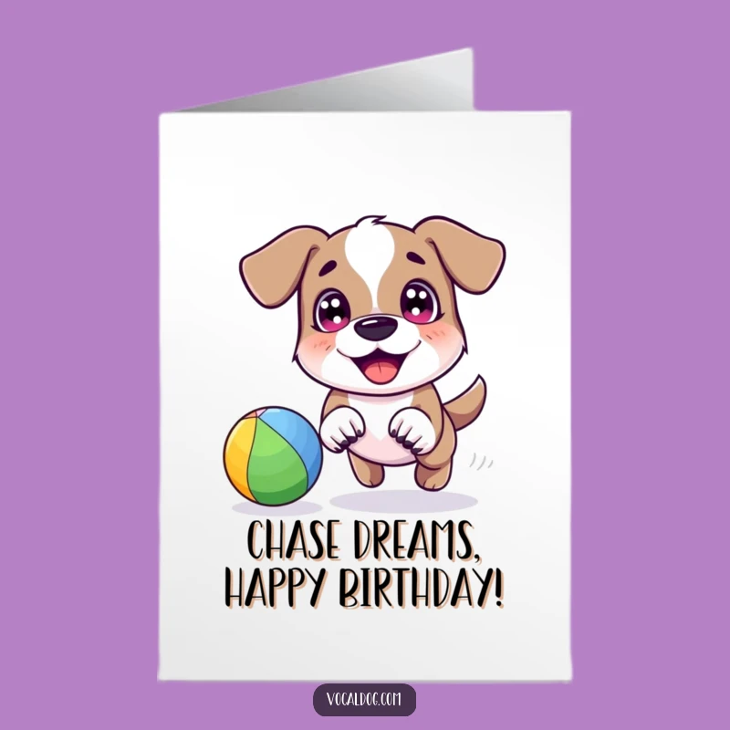 Free Printable Birthday Card: Dog Chasing Rainbow for a Joyful Celebration