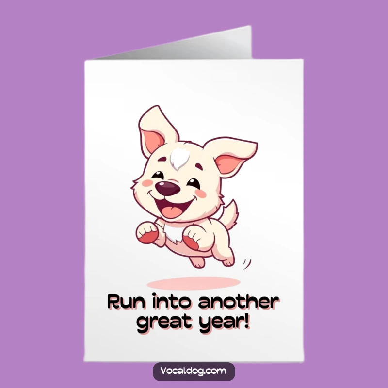 Free Printable Birthday Card: Running Dog, Funny Downloadable Gift of Speed!