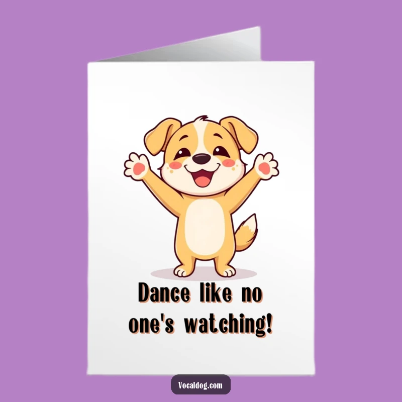 Free Printable Dog Birthday Card: Joyful Dancer Downloadable Fun Gift