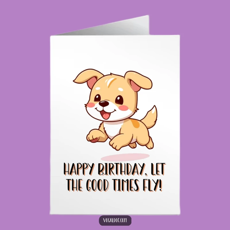 Free Printable Birthday Card: Joyful Running Dog - Funny Downloadable Gift!