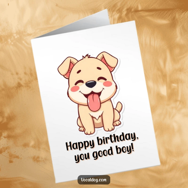 Funny Free Printable Birthday Card: A dog with its tongue lolling out, eyes closed in utter contentment and happiness.