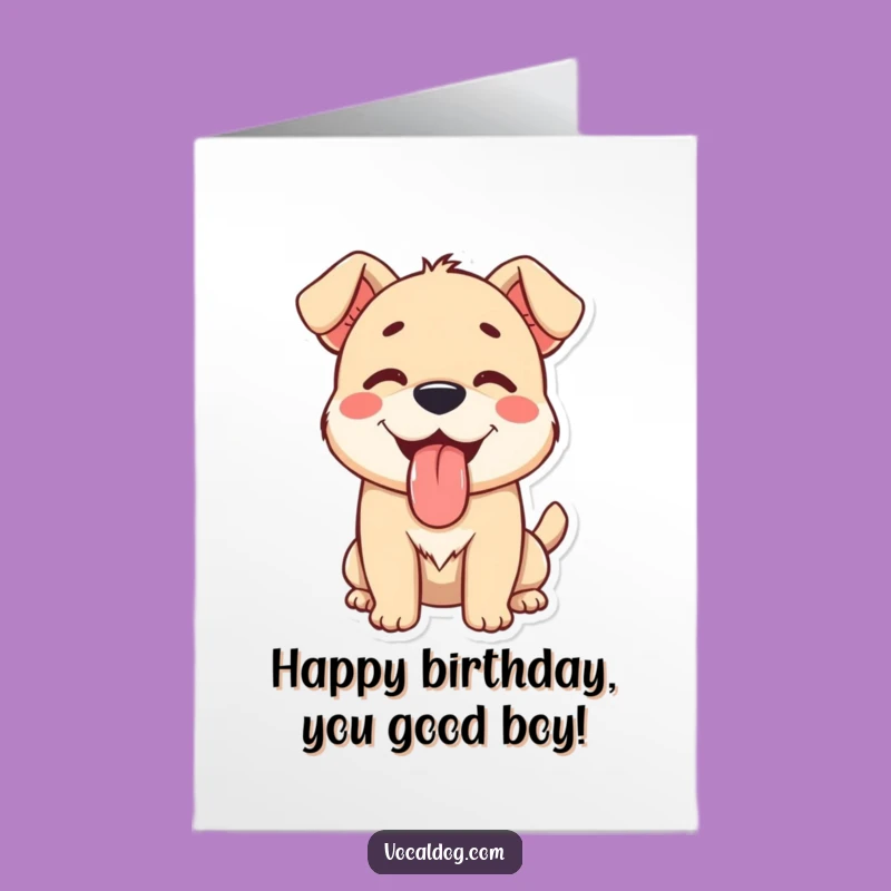 Free Printable Birthday Card: Content Dog's Happy Tongue Out for a Joyful Day