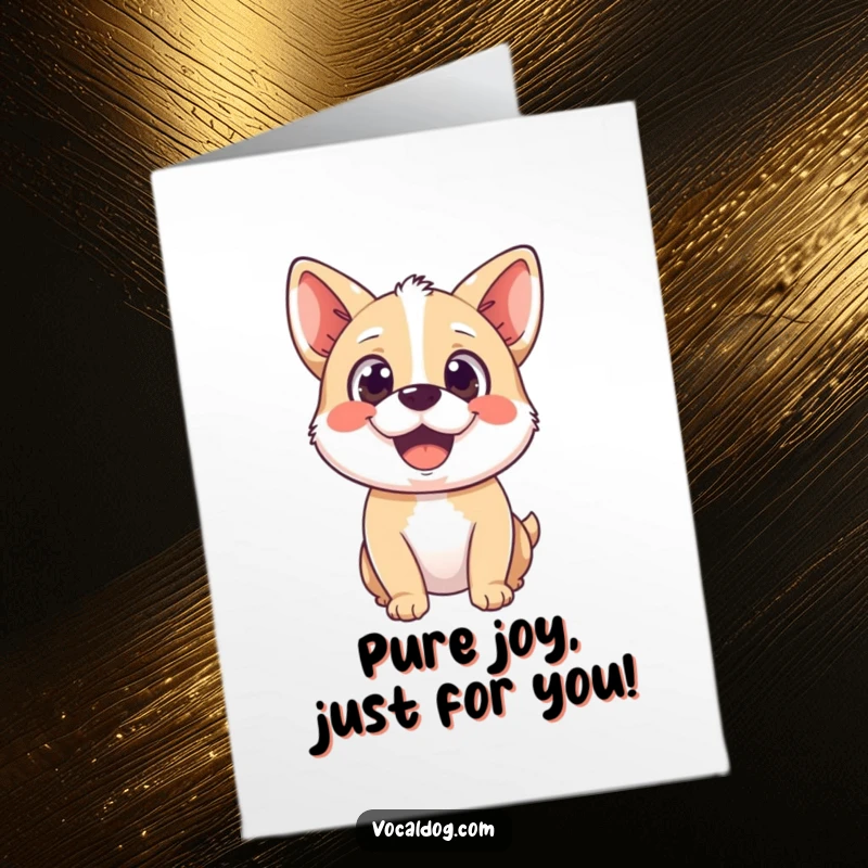 Funny Free Printable Birthday Card featuring a happy dog with a delighted gaze, pure bliss embodied, ready for a joyful celebration.