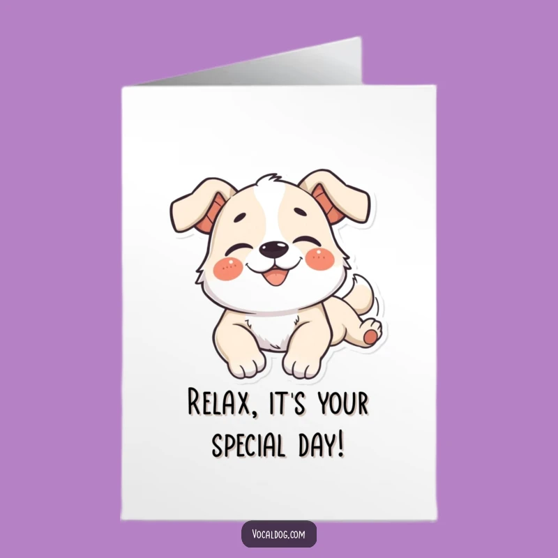 Free Printable Birthday Card: Blissful Dog Stretch, Funny Downloadable Gift