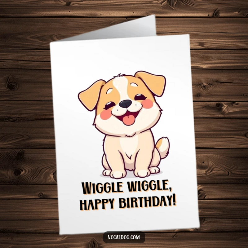 Funny Free Printable Birthday Card: A dog’s entire body is wiggling uncontrollably with pure, unbridled joy.