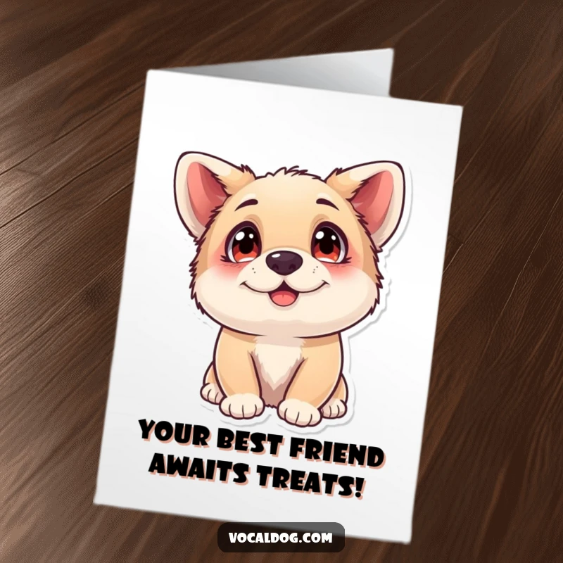 Funny Free Printable Birthday Card featuring a happy dog with big, adoring eyes looking up, radiating pure love and joy.