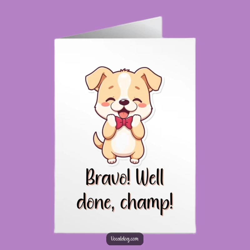 Free Printable Congrats Card: Bowing Dog, Funny Downloadable Greeting for Wins!