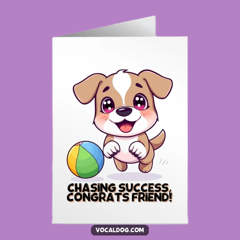 Free Printable Congrats Card: Dog Chasing Rainbow for Celebrating Success