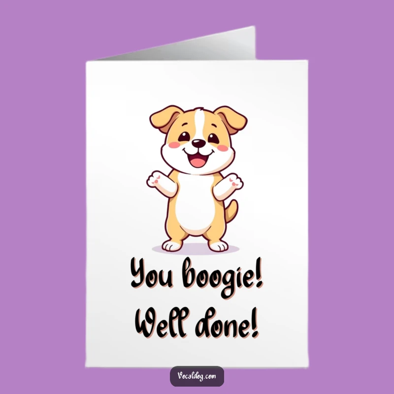 Free Printable Congrats Card: Happy Dancing Dog, Funny Downloadable for Achievements