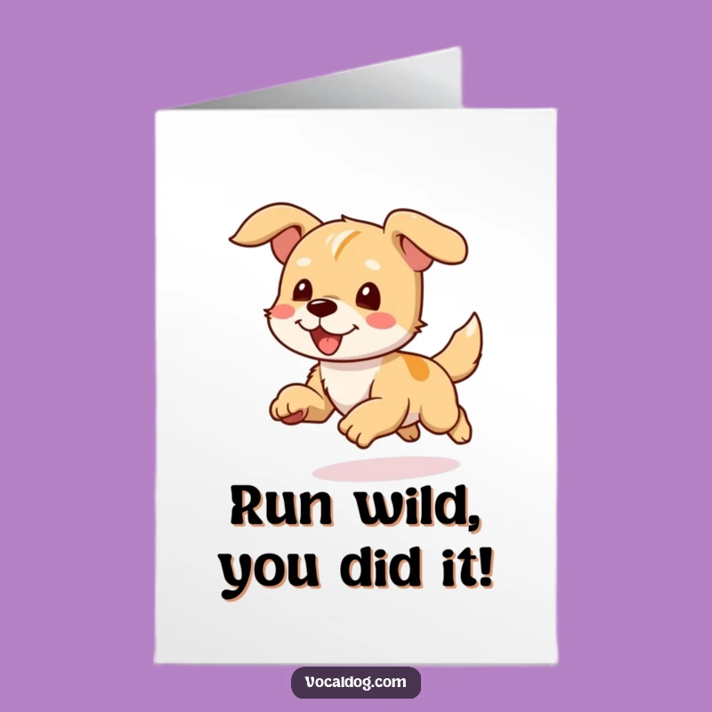 Free Printable Congrats Card: Joyful Dog Ears Flapping Downloadable Gift