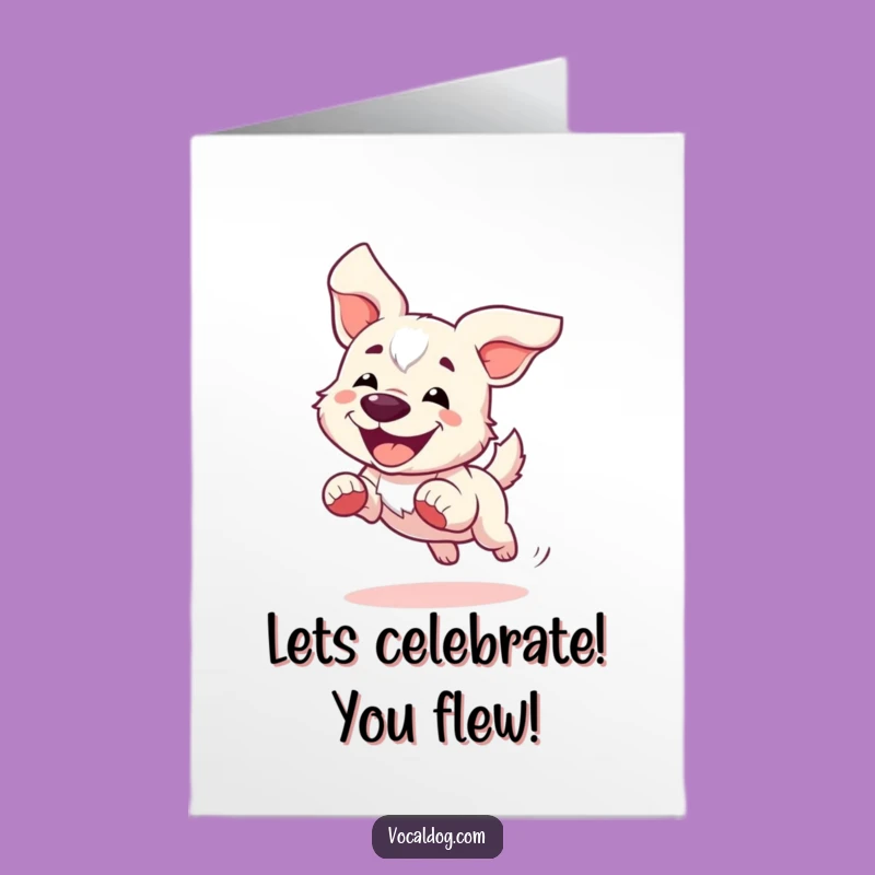 Free Printable Congrats Card: Running Dog, Funny Downloadable for Achievements!