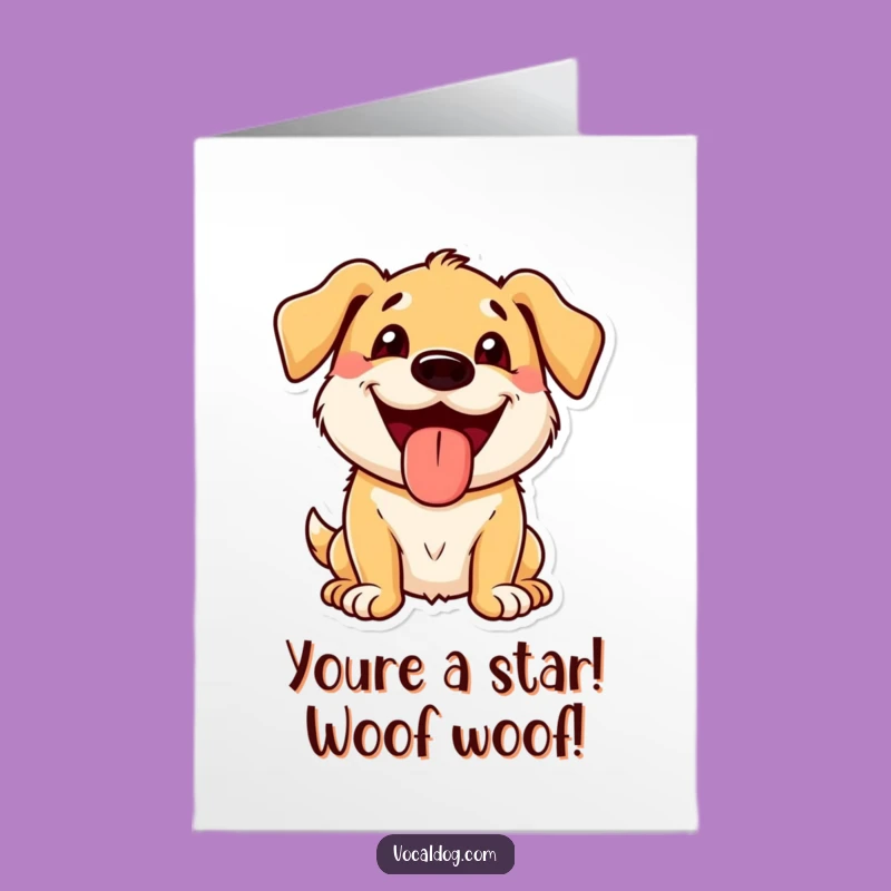 Free Printable Congrats Card: Tongue-Out Dog Grin, Funny Downloadable Cheers!