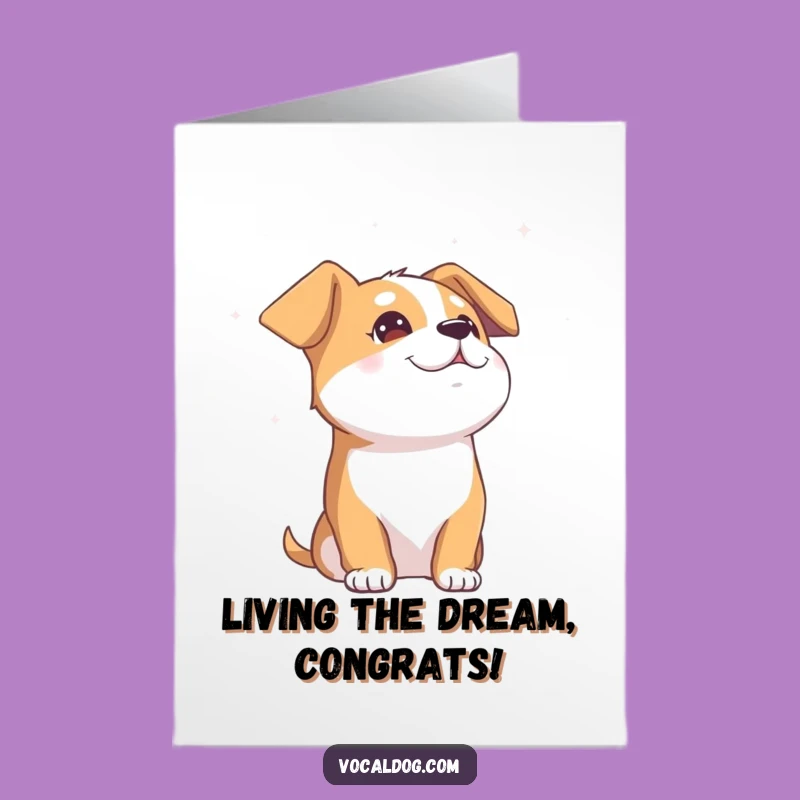 Free Printable Dog Congrats Card: Blissful Sky Gazer Downloadable Gift for Triumphs