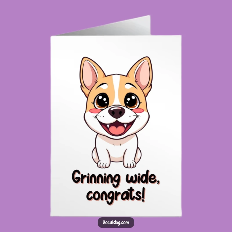 Free Printable Congrats Card: Grinning Doggy Success Funny Downloadable Gift