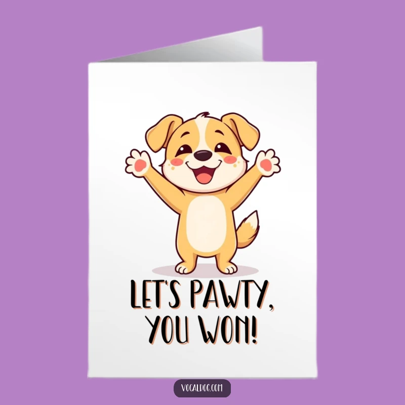 Free Printable Dog Congrats Card: Joyful Dancer Downloadable Celebration Gift