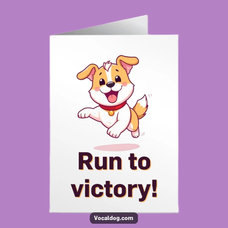 Free Printable Congrats Card: Thrilled Runner Dog for a Joyful Downloadable Gift