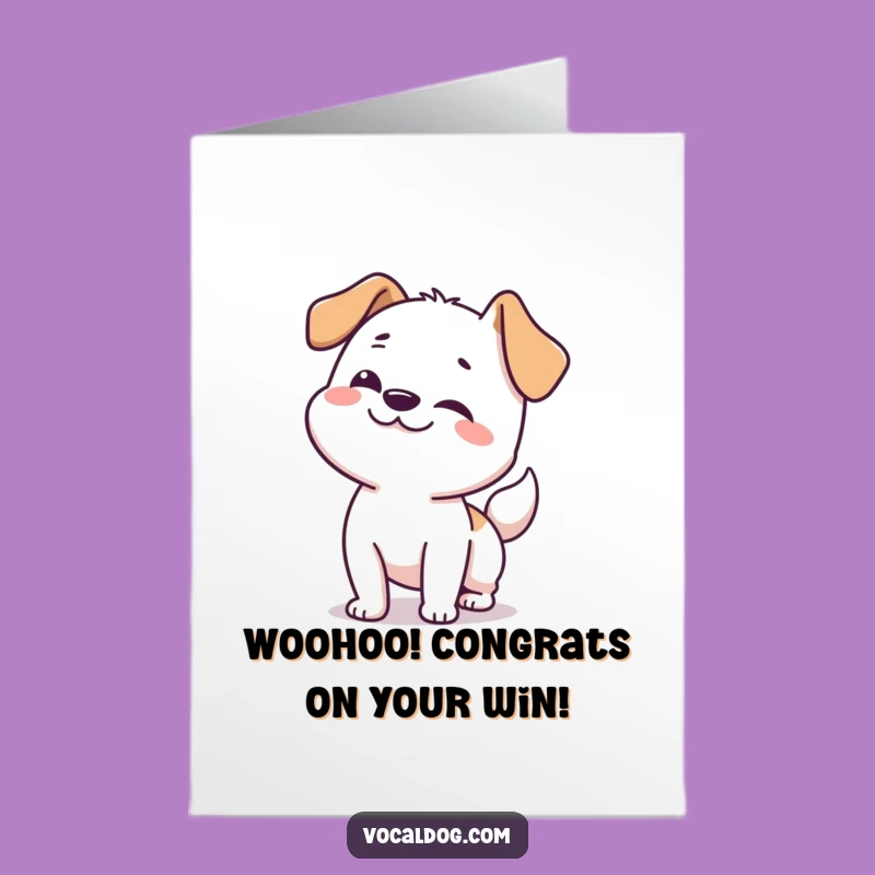 Free Printable Congrats Card: Wiggly Dog Celebrates Your Success!