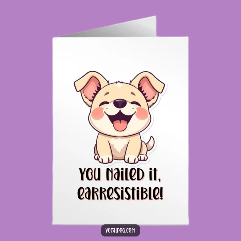 Free Printable Congrats Card: Floppy Eared Dog Cheer, Instant Download Celebration